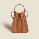 Women's Sculpted Pebbled Leather Look Bucket Bag